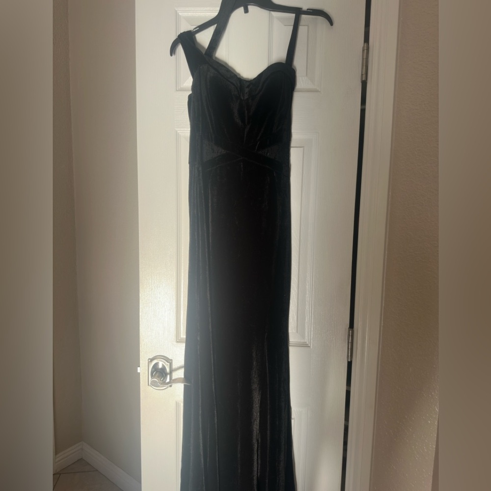 Windsor Black Velvet Lace Gown Dress